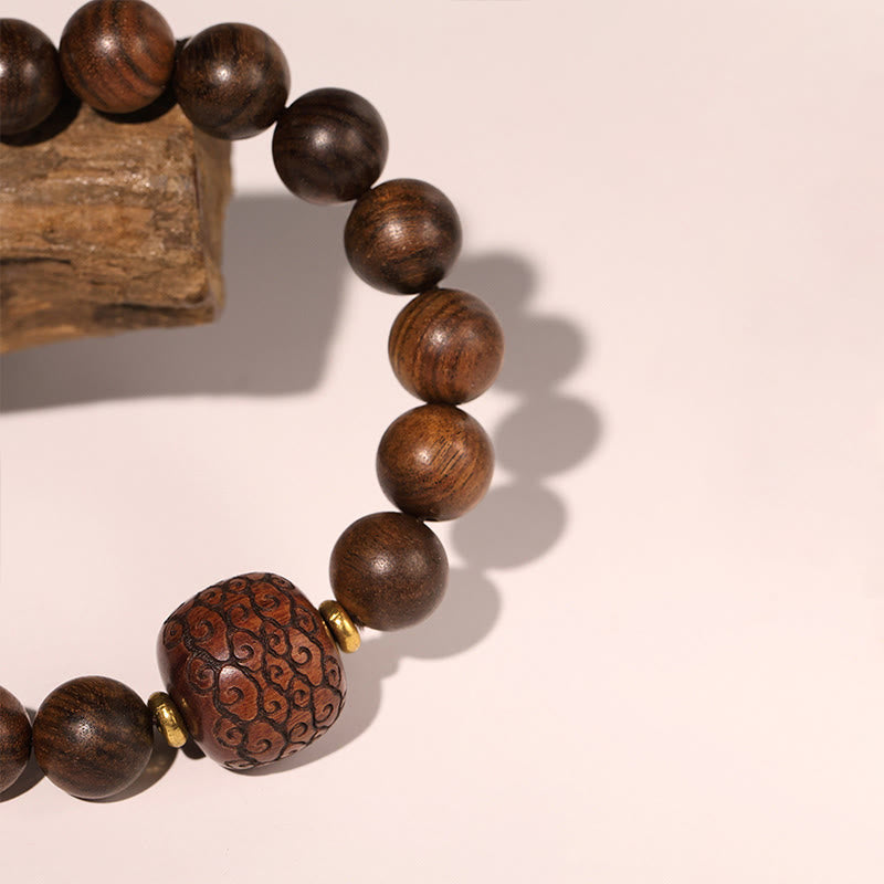 Buddha Stones Rosewood Auspicious Clouds Totem Fu Character Bamboo Pattern Warmth Bracelet - image 3