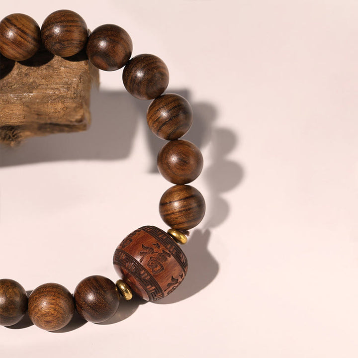 Buddha Stones Rosewood Auspicious Clouds Totem Fu Character Bamboo Pattern Warmth Bracelet - image 13