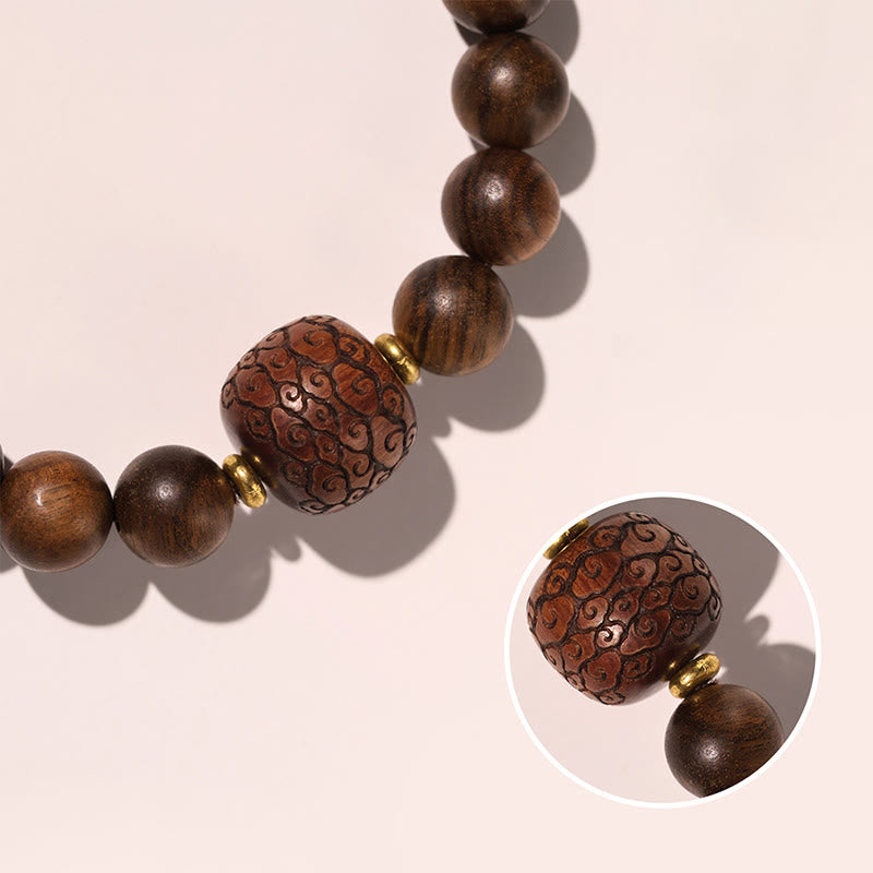 Buddha Stones Rosewood Auspicious Clouds Totem Fu Character Bamboo Pattern Warmth Bracelet - image 4