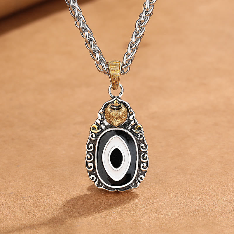 Buddha Stones Tibet Dzi Bead Garuda Pattern Copper Metal Wealth Necklace Pendant - Copper - image 0