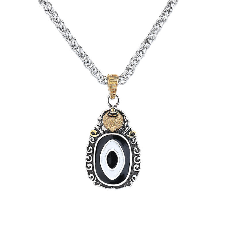 Buddha Stones Tibet Dzi Bead Garuda Pattern Copper Metal Wealth Necklace Pendant - image 1