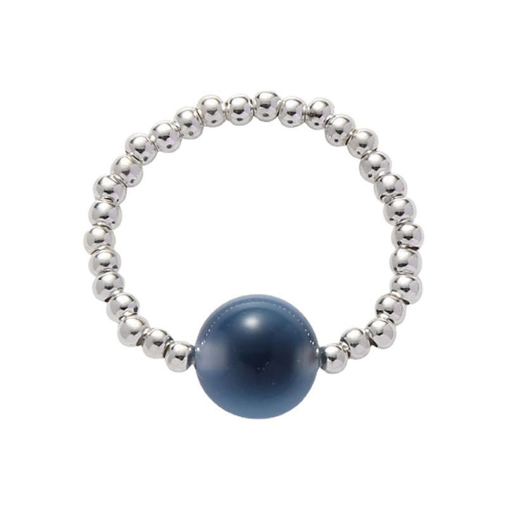 Buddha Stones 925 Sterling Silver Blue Candy Agate Healing Bead Ring - image 11