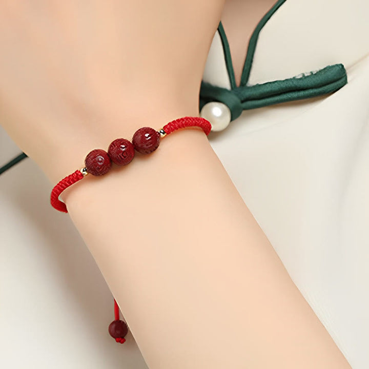 Buddha Stones Handmade Cinnabar Om Mani Padme Hum Engraved Beads Blessing Braided Bracelet - image 6
