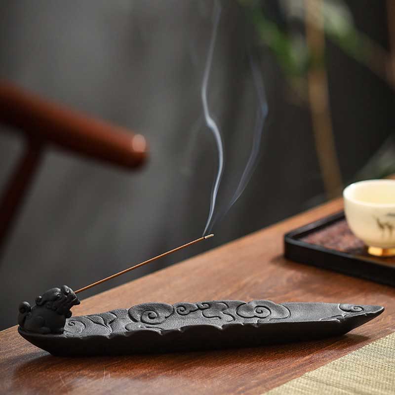 Buddha Stones Auspicious Clouds Pixiu Healing Ceramic Stick Incense Burner Decoration - image 8