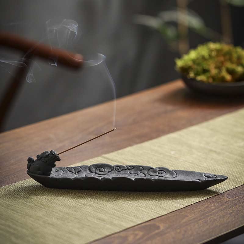 Buddha Stones Auspicious Clouds Pixiu Healing Ceramic Stick Incense Burner Decoration - image 9