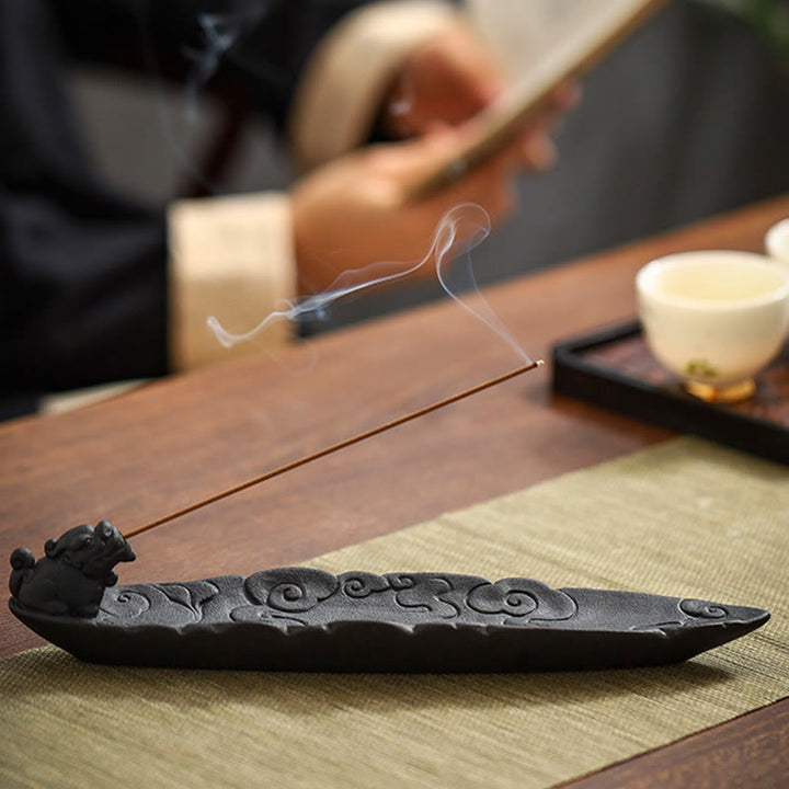 Buddha Stones Auspicious Clouds Pixiu Healing Ceramic Stick Incense Burner Decoration - image 12