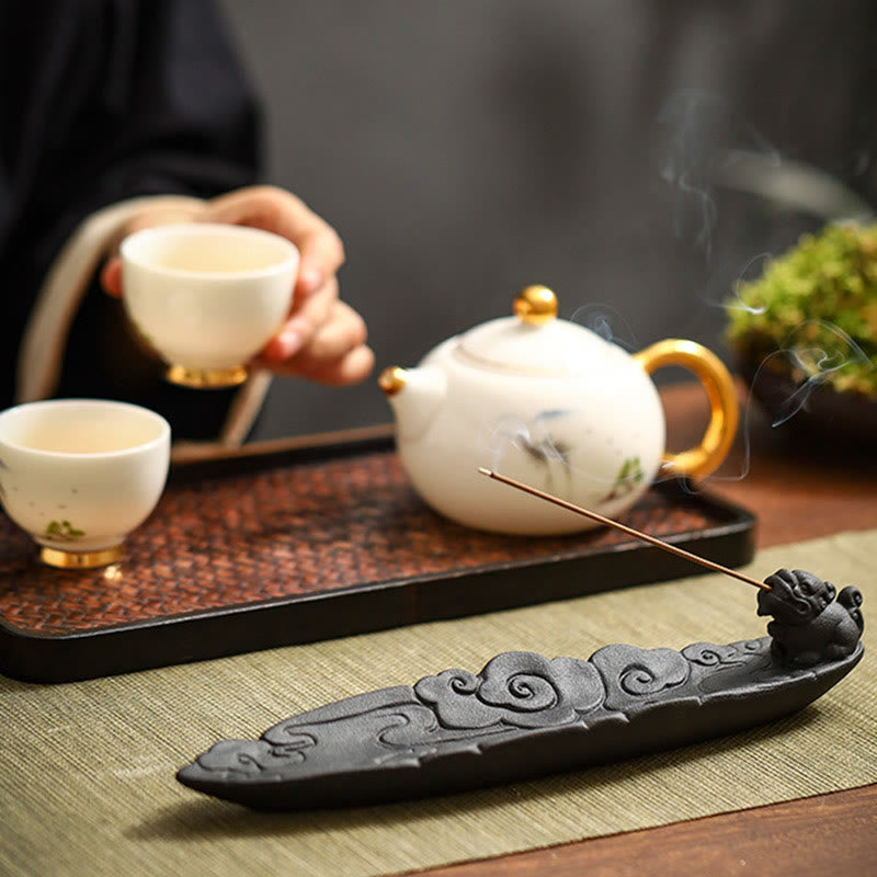 Buddha Stones Auspicious Clouds Pixiu Healing Ceramic Stick Incense Burner Decoration - image 11