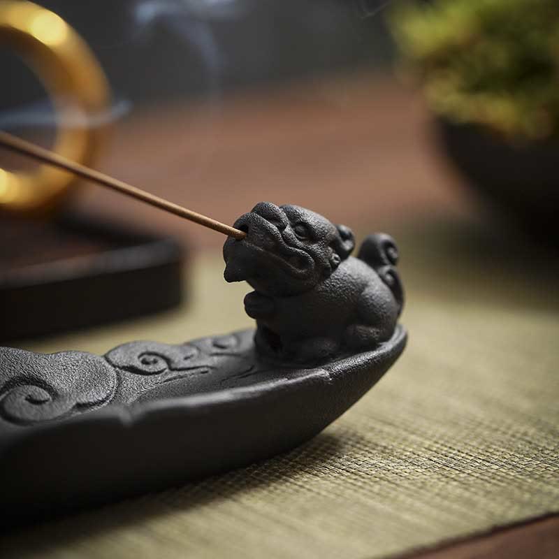 Buddha Stones Auspicious Clouds Pixiu Healing Ceramic Stick Incense Burner Decoration - image 14