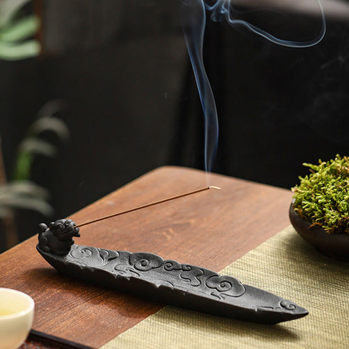 Buddha Stones Auspicious Clouds Pixiu Healing Ceramic Stick Incense Burner Decoration - image 7
