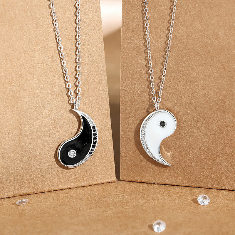 Buddha Stones 925 Sterling Silver Yin Yang Symbol Harmnoy Necklace Pendant - image 1