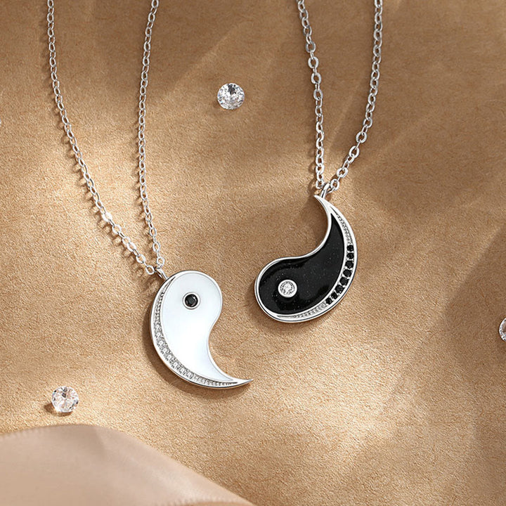 Buddha Stones 925 Sterling Silver Yin Yang Symbol Harmnoy Necklace Pendant - image 2