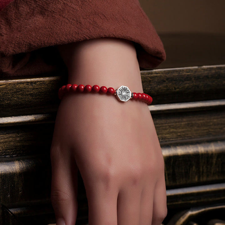 Buddha Stones 925 Sterling Silver Yin Yang Bagua Symbol Cinnabar String Concentration Bracelet - image 17