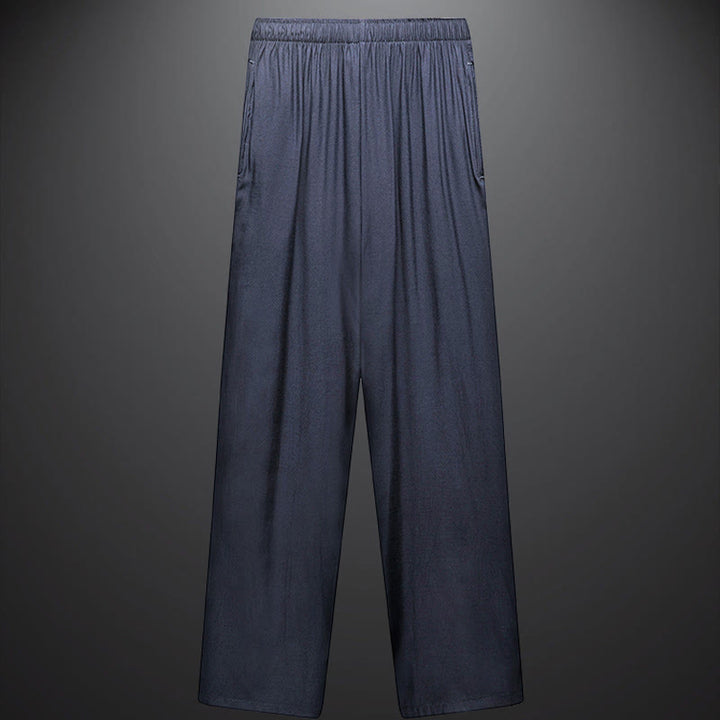 Buddha Stones Along the River During the Qingming Festival Pattern Traditional Tang Suit Short Sleeve Shirt Pants Clothing Men's Set - image 4