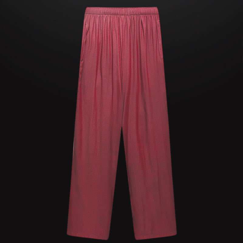 Buddha Stones Along the River During the Qingming Festival Pattern Traditional Tang Suit Short Sleeve Shirt Pants Clothing Men's Set - image 12