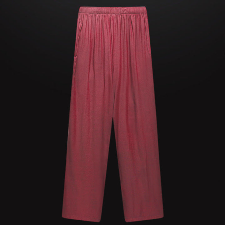 Buddha Stones Along the River During the Qingming Festival Pattern Traditional Tang Suit Short Sleeve Shirt Pants Clothing Men's Set - image 12