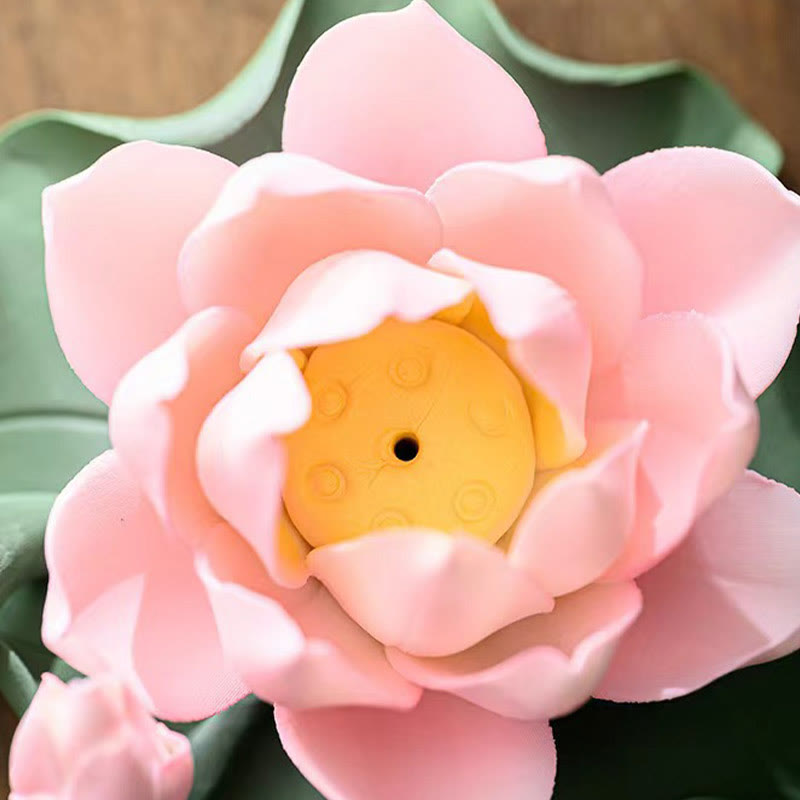 Buddha Stones Lotus Flower Leaf Pod Spiritual Healing Ceramic Stick Incense Burner Decoration - image 8