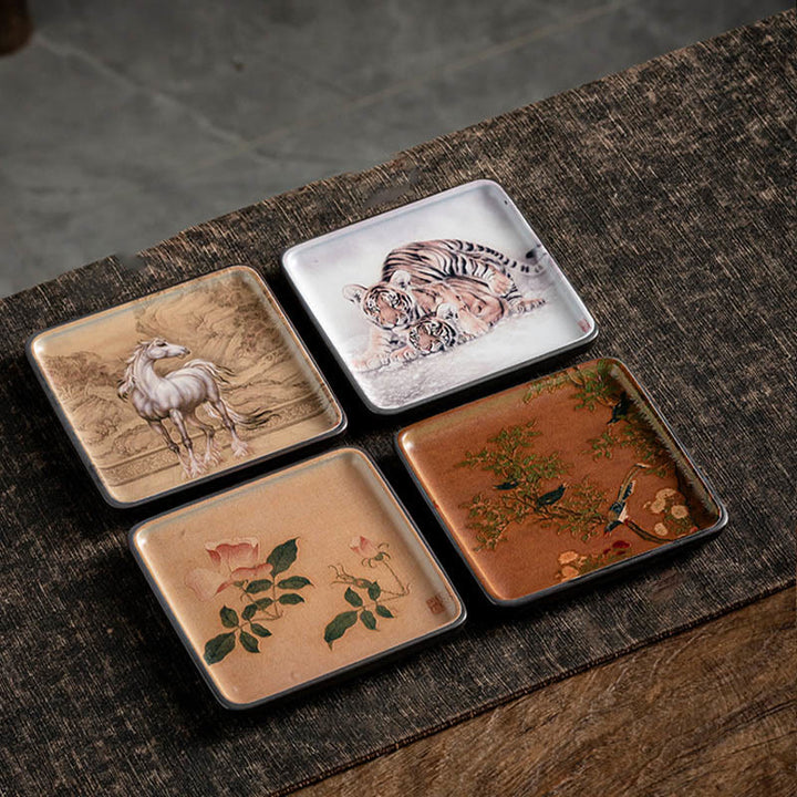 Buddha Stones Mountain Lake Flower Leaf Healing Ceramic Plate Tray Stick Incense Burner Decoration - image 21