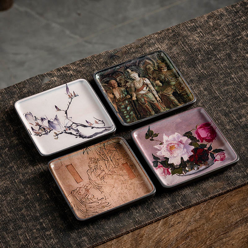 Buddha Stones Mountain Lake Flower Leaf Healing Ceramic Plate Tray Stick Incense Burner Decoration - image 26