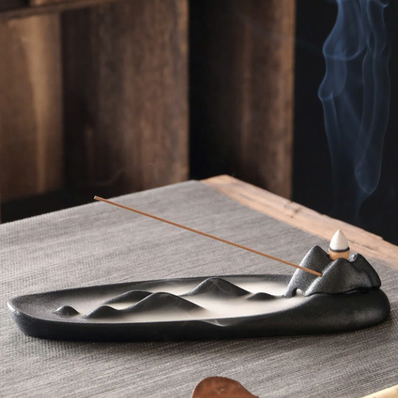 Buddha Stones Double Koi Fish Mountain Healing Ceramic Stick Incense Burner Decoration - image 12