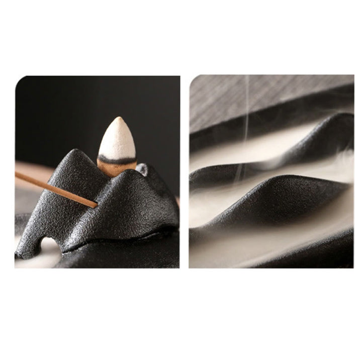 Buddha Stones Double Koi Fish Mountain Healing Ceramic Stick Incense Burner Decoration - image 13