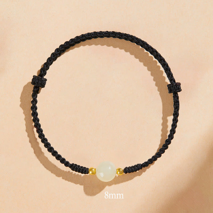 Buddha Stones Handcrafted Round Jade Lucky Bead Prosperity Braided Bracelet - 8mm One Bead - Black(Wrist Circumference 14-17cm) - image 20