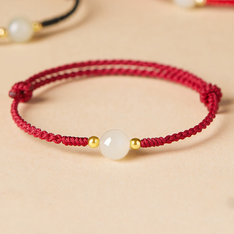 Buddha Stones Handcrafted Round Jade Lucky Bead Prosperity Braided Bracelet - image 15