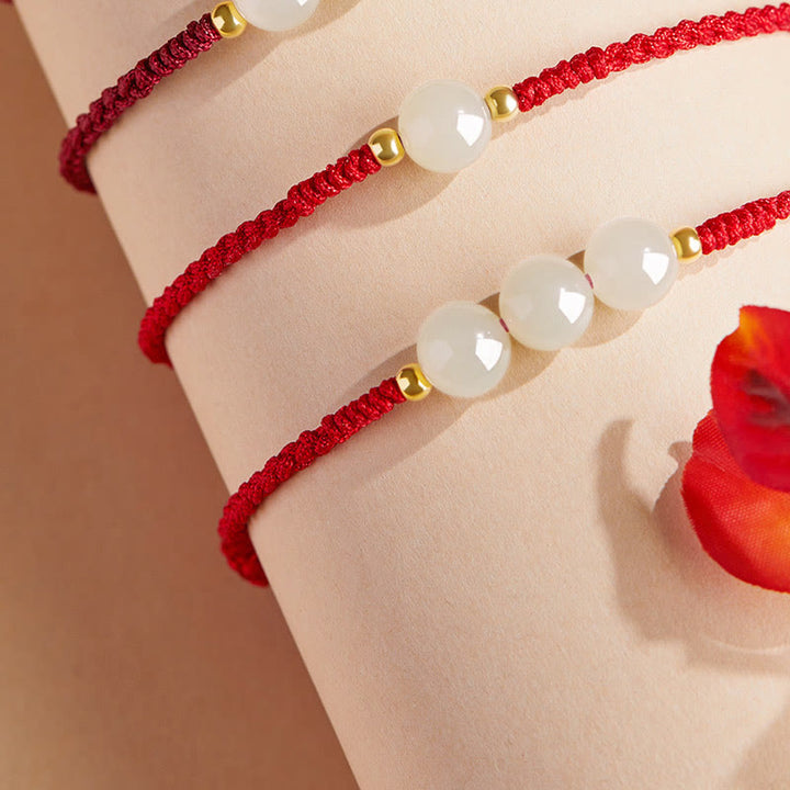 Buddha Stones Handcrafted Round Jade Lucky Bead Prosperity Braided Bracelet - image 26