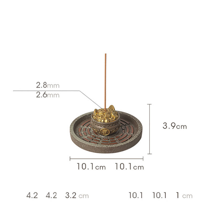 Buddha Stones Small Treasure Bowl Lucky Bag Bagua Tray Healing Ceramic Stick Incense Burner Decoration - image 10