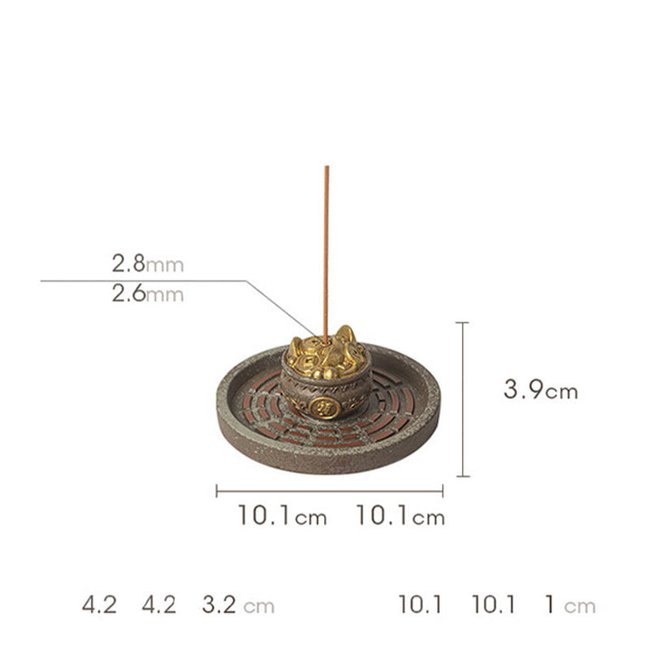 Buddha Stones Small Treasure Bowl Lucky Bag Bagua Tray Healing Ceramic Stick Incense Burner Decoration - image 10