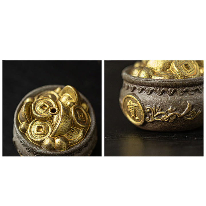 Buddha Stones Small Treasure Bowl Lucky Bag Bagua Tray Healing Ceramic Stick Incense Burner Decoration - image 8