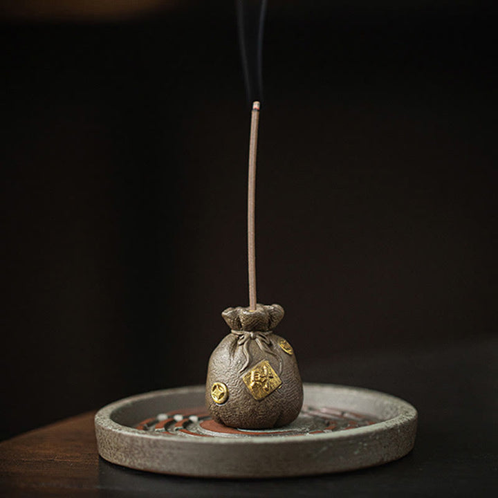 Buddha Stones Small Treasure Bowl Lucky Bag Bagua Tray Healing Ceramic Stick Incense Burner Decoration - image 18