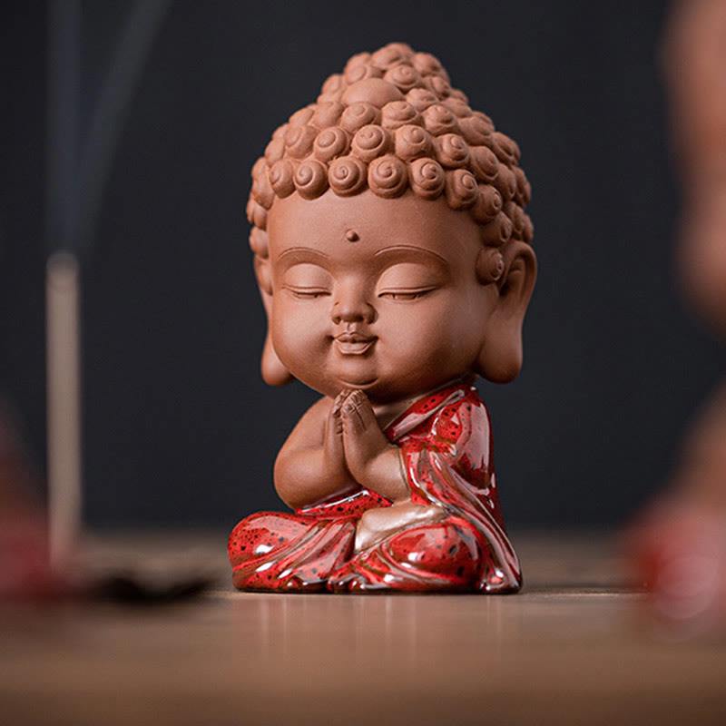 Buddha Stones Mini Gautama Buddha Sakyamuni Kwan Yin Avalokitesvara Ksitigarbha Serenity Ceramic Desk Decoration - image 2