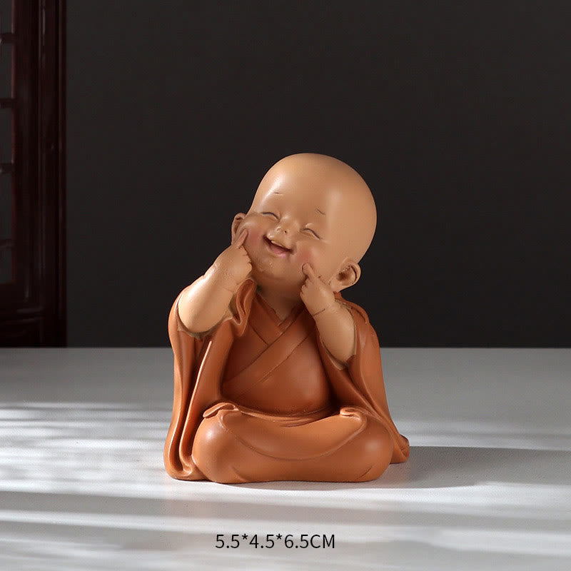 Buddha Stones Small Mini Meditation Praying Monk Serenity Resin Home Decoration - Touching Face Monk 5.5*4.5*6.5cm - image 10
