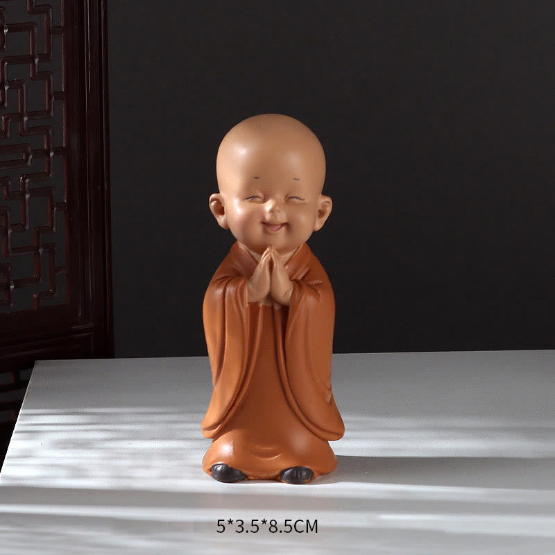 Buddha Stones Small Mini Meditation Praying Monk Serenity Resin Home Decoration - Standing Monk 5.5*3.5*8.5cm - image 13