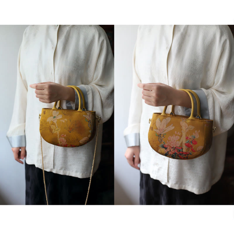 Buddha Stones Vintage Flower Peony Metal Chain Zipper Handbag Crossbody Bag Shoulder Bag - image 11
