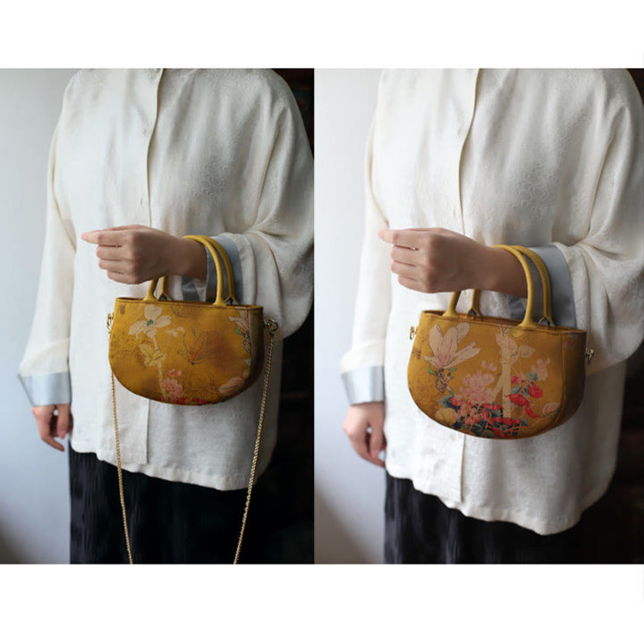 Buddha Stones Vintage Flower Peony Metal Chain Zipper Handbag Crossbody Bag Shoulder Bag - image 11