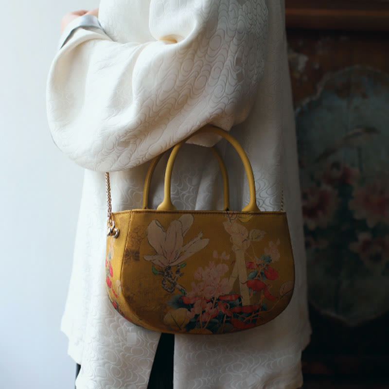 Buddha Stones Vintage Flower Peony Metal Chain Zipper Handbag Crossbody Bag Shoulder Bag - image 10
