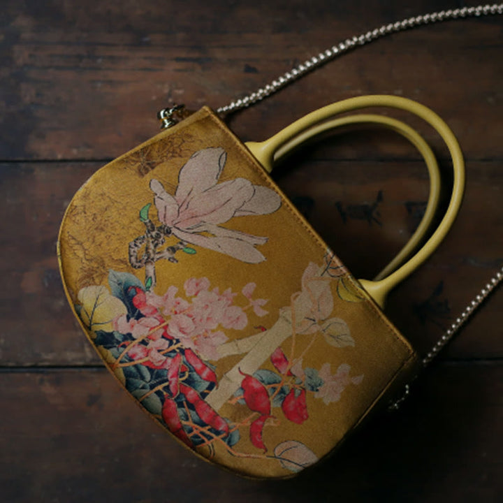 Buddha Stones Vintage Flower Peony Metal Chain Zipper Handbag Crossbody Bag Shoulder Bag - image 4