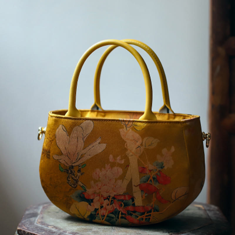 Buddha Stones Vintage Flower Peony Metal Chain Zipper Handbag Crossbody Bag Shoulder Bag - image 7