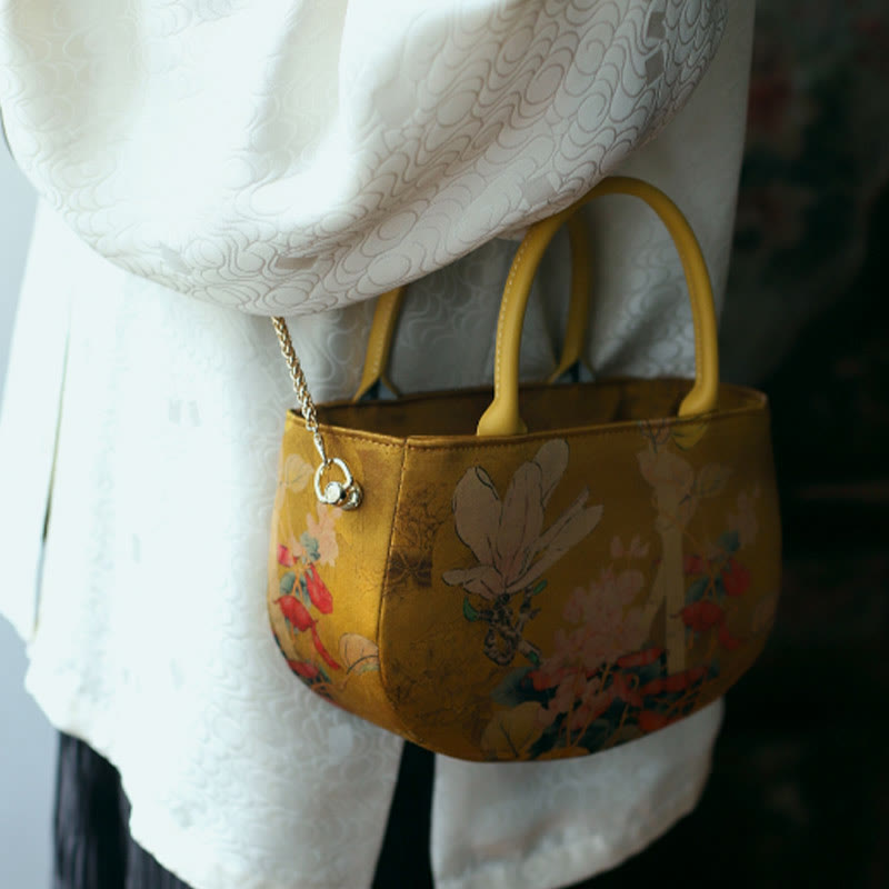 Buddha Stones Vintage Flower Peony Metal Chain Zipper Handbag Crossbody Bag Shoulder Bag - image 9