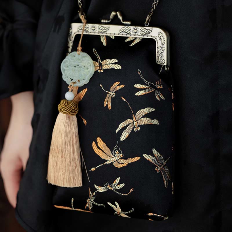 Buddha Stones Small Dragonfly Metal Chain Crossbody Bag Shoulder Bag Cellphone Bag - image 6
