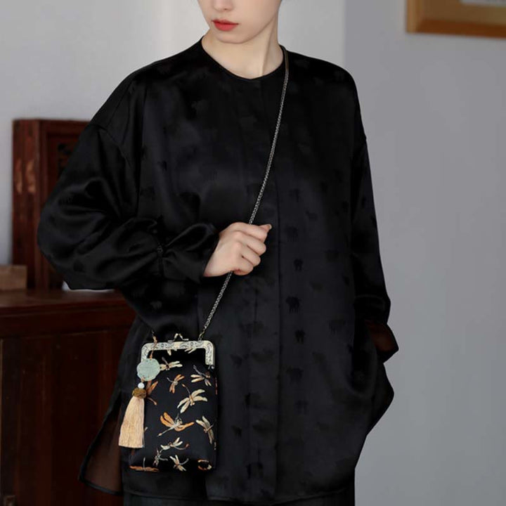Buddha Stones Small Dragonfly Metal Chain Crossbody Bag Shoulder Bag Cellphone Bag - image 13