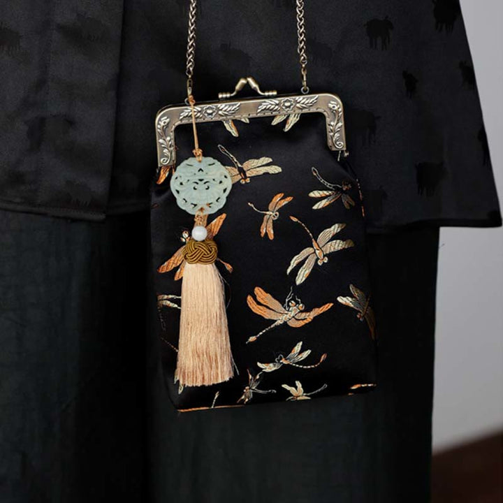 Buddha Stones Small Dragonfly Metal Chain Crossbody Bag Shoulder Bag Cellphone Bag - image 7