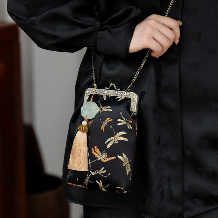 Buddha Stones Small Dragonfly Metal Chain Crossbody Bag Shoulder Bag Cellphone Bag - image 8