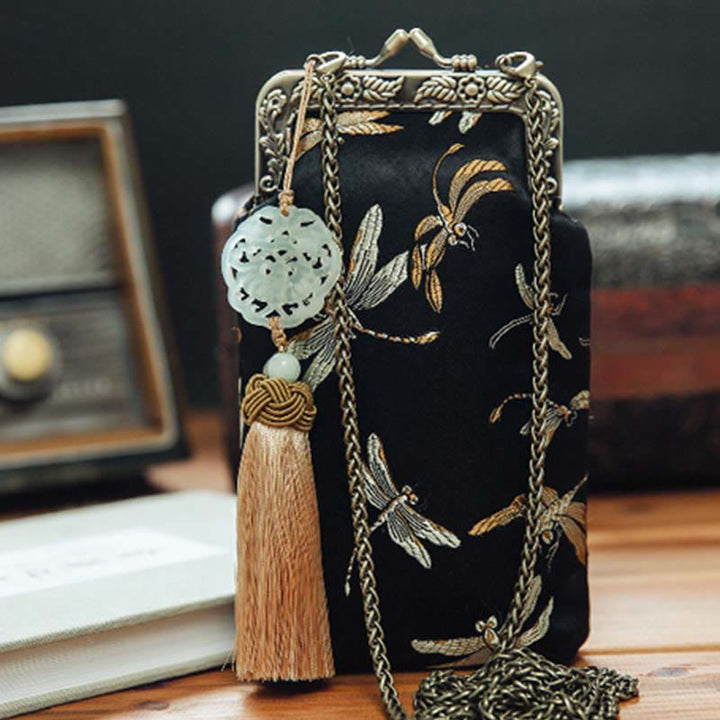 Buddha Stones Small Dragonfly Metal Chain Crossbody Bag Shoulder Bag Cellphone Bag - image 9