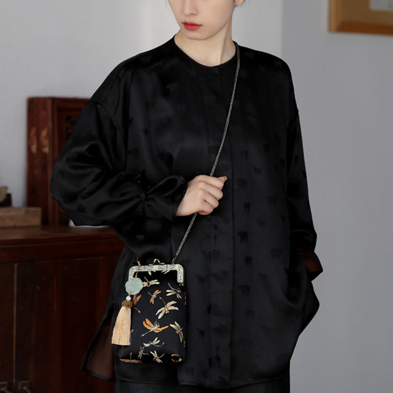 Buddha Stones Small Dragonfly Metal Chain Crossbody Bag Shoulder Bag Cellphone Bag - image 12