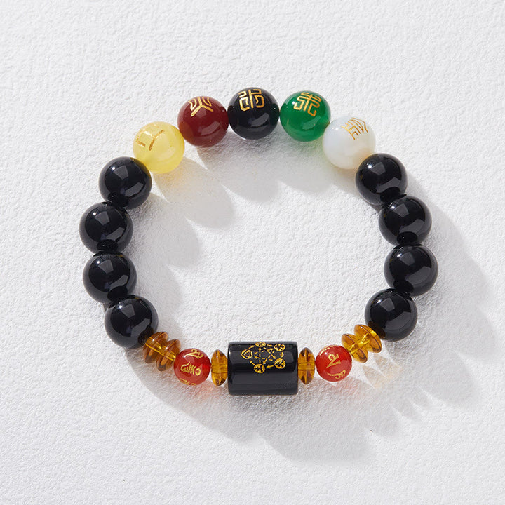Buddha Stones Five Elements Black Onyx Red Agate Wisdom Wealth Bracelet - 12mm Black Onyx(Wrist Circumference: 14-16cm) - image 25