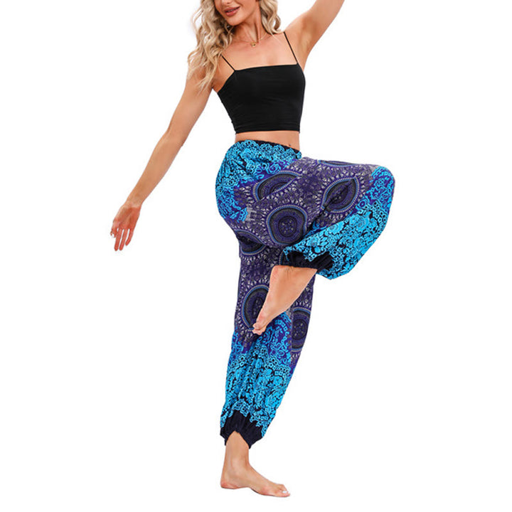 Buddha Stones Casual Loose Compass Pattern Harem Trousers Women's Yoga Pants - image 7