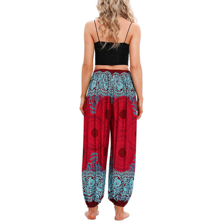 Buddha Stones Loose Circle-shaped Flowers Pattern Harem Trousers Women's Yoga Pants - image 3