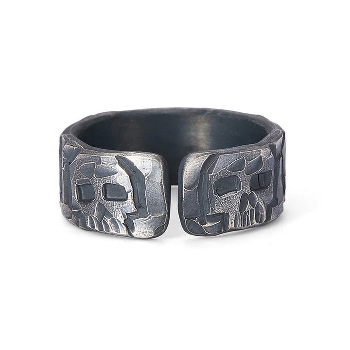 Buddha Stones 999 Sterling Silver Skeleton Pattern Handmade Blessing Ring - image 3